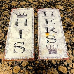 5/$20** “His” & “Hers” Metal Signs